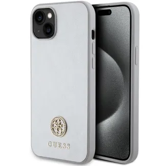 Etui Guess Strass Metal Logo do iPhone 15 - srebrne