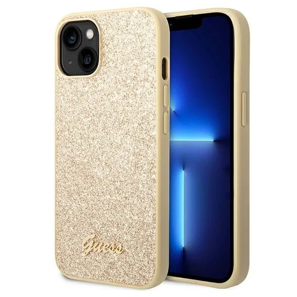Guess GUHCP14SHGGSHD iPhone 14 6,1" złoty/gold hard case Glitter Script
