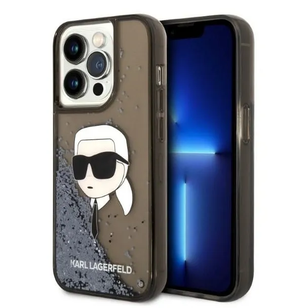 Etui Karl Lagerfeld Glitter Karl's Head na iPhone 14 Pro Max - czarne