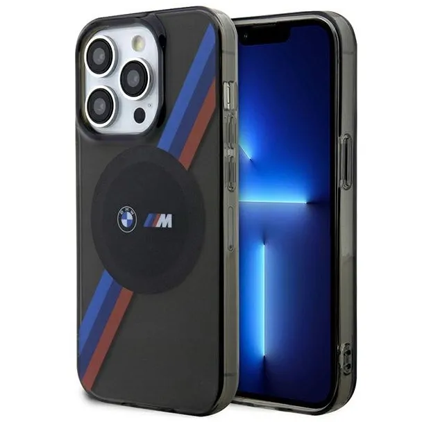 Etui BMW Tricolor Stripes MagSafe na iPhone 14 Pro - szare