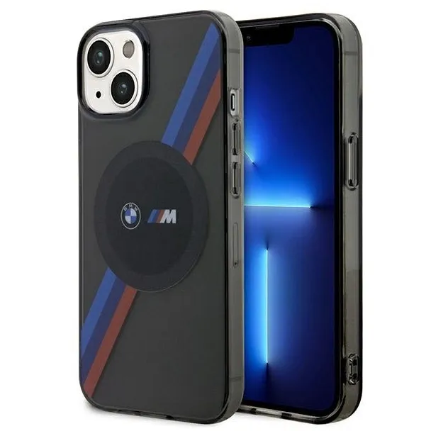 Etui BMW Tricolor Stripes MagSafe na iPhone 14 - szare