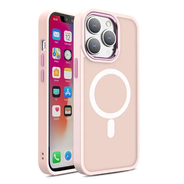 Magnetyczne etui z MagSafe Color Matte Case do iPhone 15 - różowe