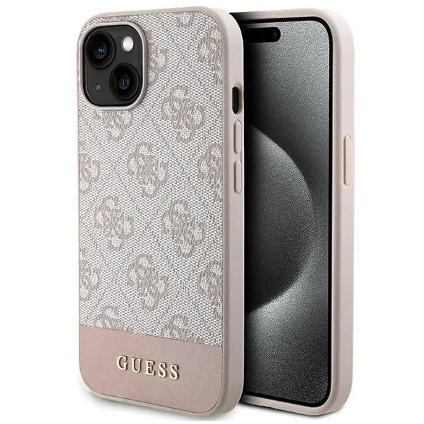 Etui Guess 4G Stripe Collection na iPhone 15 / 14 / 13 - różowe