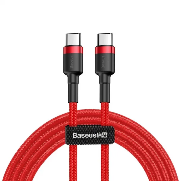 Kabel Baseus CATKLF-G09 USB-C - USB-C PD QC 60W 3A 480Mb/s 1m - czerwony