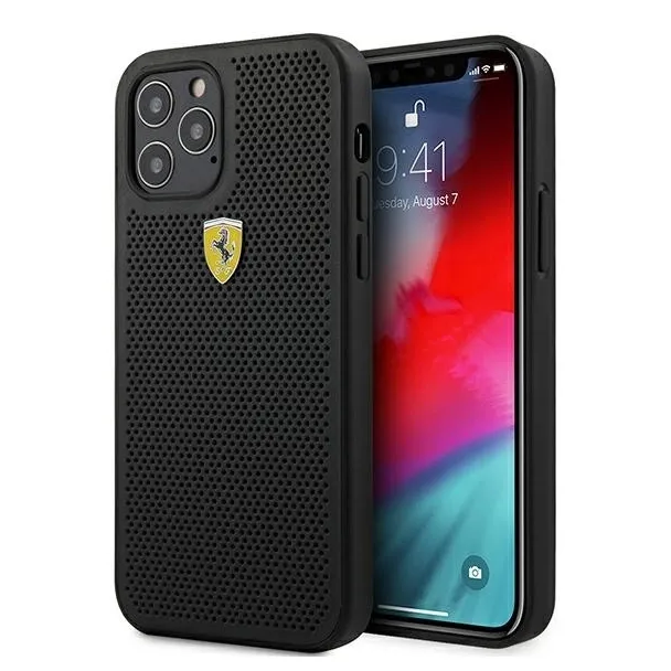 Etui Ferrari On Track Perforated na iPhone 12 Pro Max - czarne