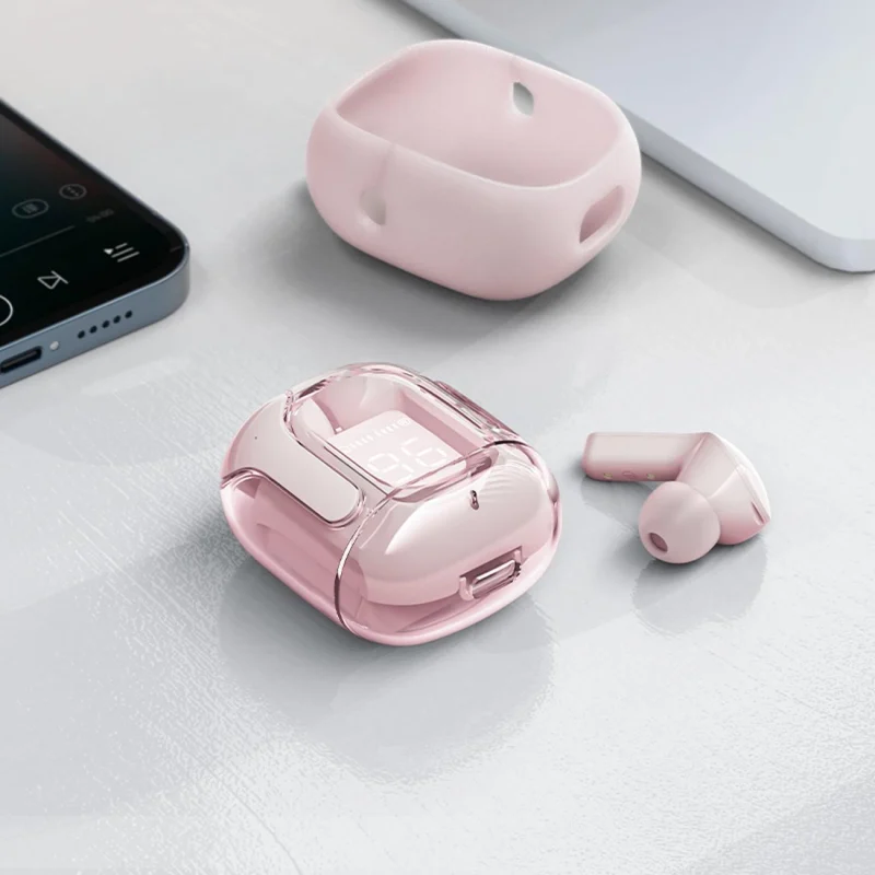 Acefast dokanałowe słuchawki bezprzewodowe TWS Bluetooth różowy (T6 pink lotus) - obrazek 14