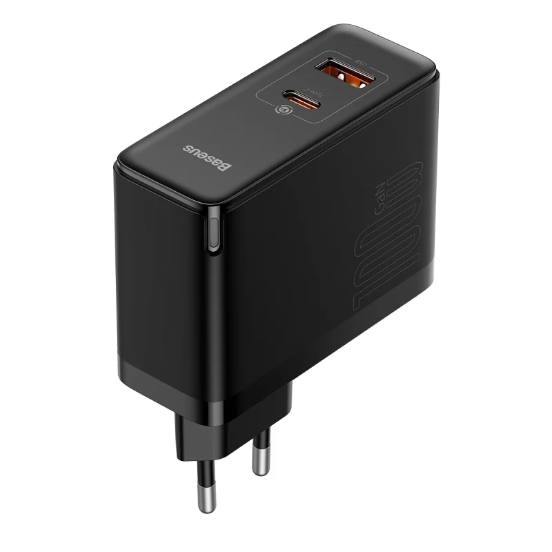 Baseus GaN5 Pro szybka uniwersalna ładowarka sieciowa GaN USB Typ C / USB 100W PD3.0, QC4.0+, AFC czarny (CCGP090201) - obrazek 4