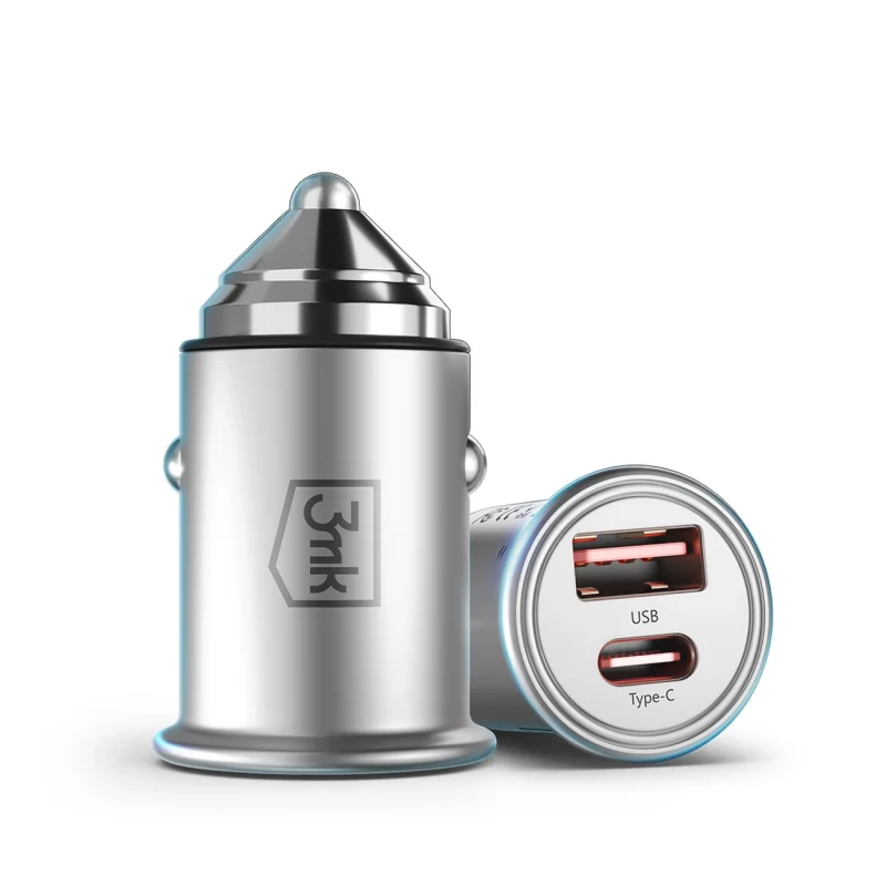 Ładowarka samochodowa 3mk Hyper Car Charger 30W USB-C USB-A - srebrna - obrazek 4