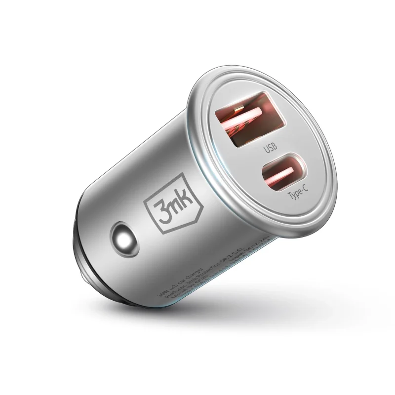 Ładowarka samochodowa 3mk Hyper Car Charger 30W USB-C USB-A - srebrna - obrazek 7