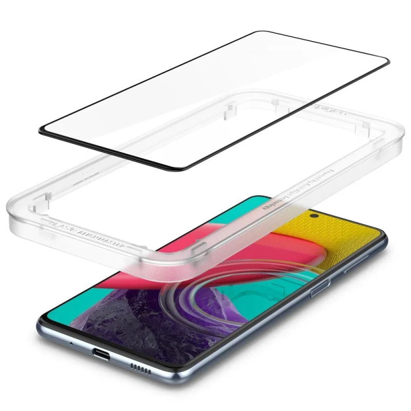 Szkło hartowane Spigen ALM Glass FC na Samsung Galaxy M53 5G - czarne - obrazek 6