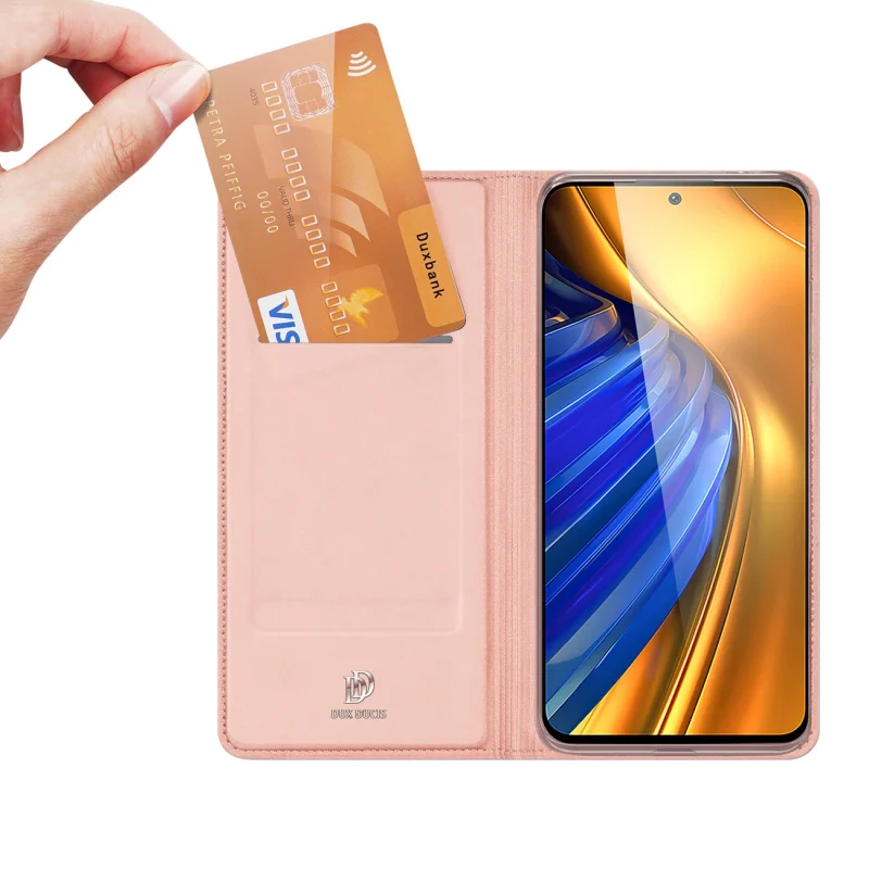 Dux Ducis Skin Pro kabura etui pokrowiec z klapką Xiaomi Poco F4 5G różowy - obrazek 2