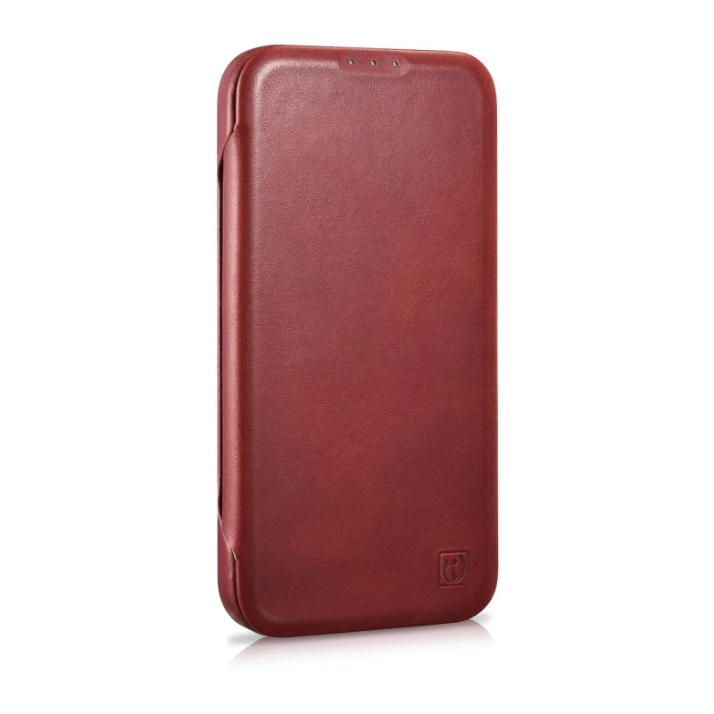 iCarer CE Oil Wax Premium Leather Folio Case skórzane etui iPhone 14 Pro z klapką magnetyczne MagSafe czerwony (AKI14220706-RD) - obrazek 5