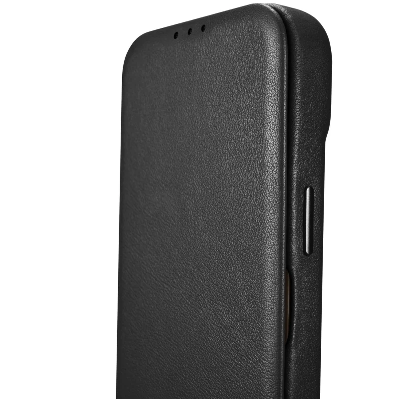 iCarer CE Premium Leather Folio Case skórzane etui iPhone 14 Pro z klapką magnetyczne MagSafe czarny (WMI14220714-BK) - obrazek 13