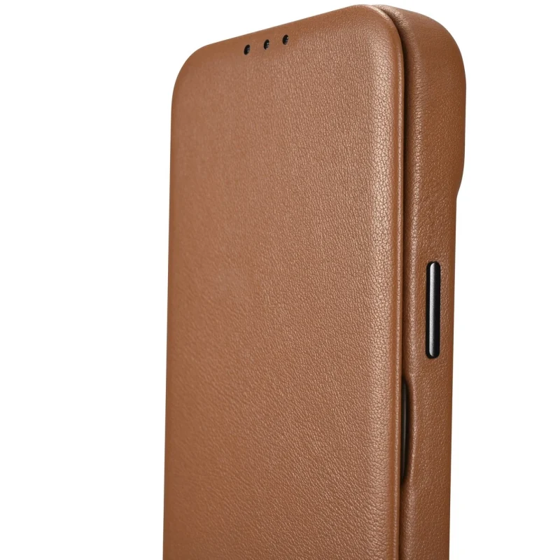 iCarer CE Premium Leather Folio Case skórzane etui iPhone 14 Pro z klapką magnetyczne MagSafe brązowy (WMI14220714-BN) - obrazek 14