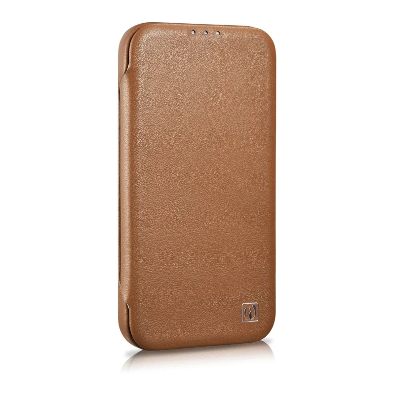 iCarer CE Premium Leather Folio Case skórzane etui iPhone 14 Pro z klapką magnetyczne MagSafe brązowy (WMI14220714-BN) - obrazek 4