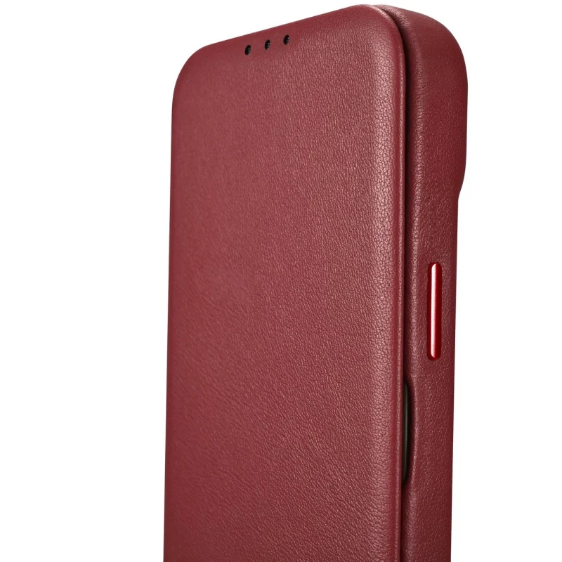 iCarer CE Premium Leather Folio Case skórzane etui iPhone 14 Pro z klapką magnetyczne MagSafe czerwony (WMI14220714-RD) - obrazek 14