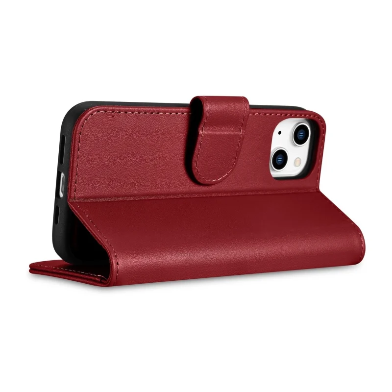 iCarer Wallet Case 2in1 etui iPhone 14 skórzany pokrowiec z klapką Anti-RFID czerwony (WMI14220725-RD) - obrazek 8