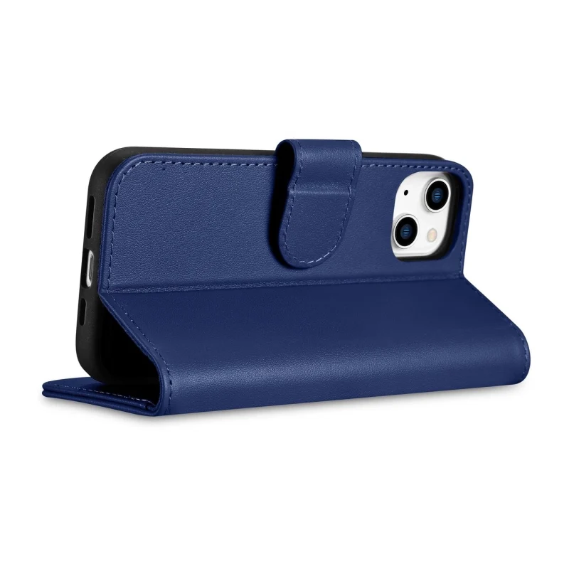 iCarer Wallet Case 2in1 etui iPhone 14 skórzany pokrowiec z klapką Anti-RFID niebieski (WMI14220725-BU) - obrazek 7