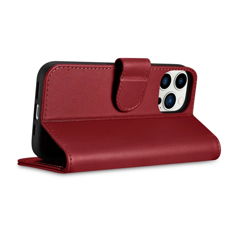 iCarer Wallet Case 2in1 etui iPhone 14 Pro Max skórzany pokrowiec z klapką Anti-RFID czerwony (WMI14220728-RD) - obrazek 8