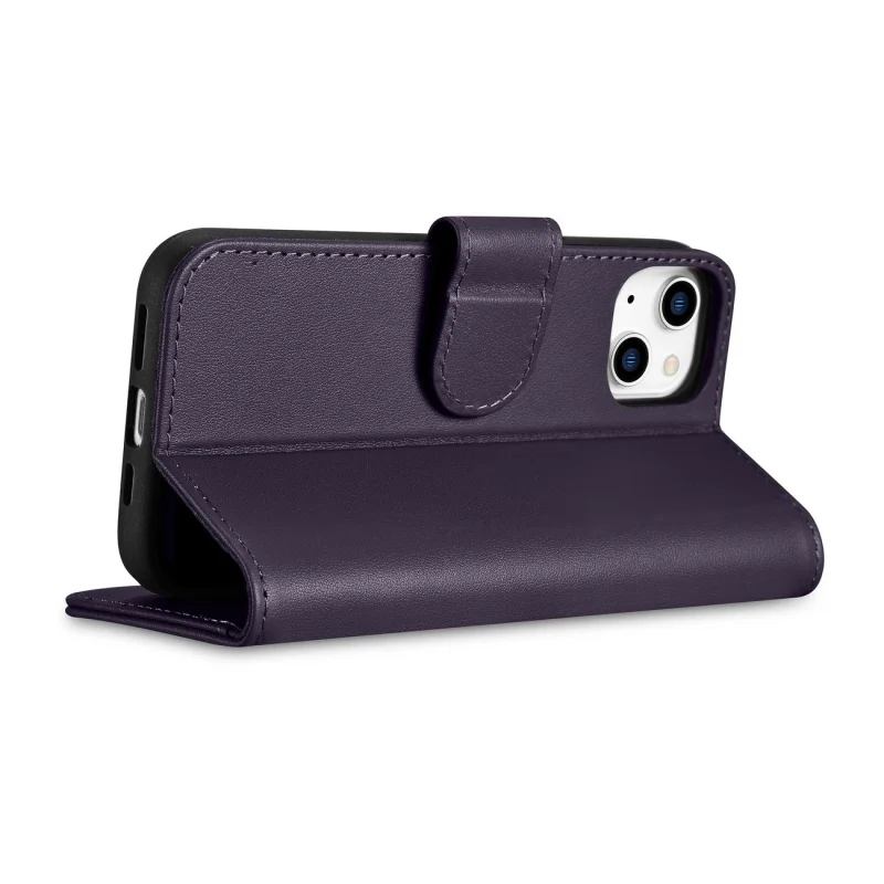 iCarer Wallet Case 2in1 etui iPhone 14 Pro Max skórzany pokrowiec z klapką Anti-RFID ciemnofioletowy (WMI14220728-DP) - obrazek 8