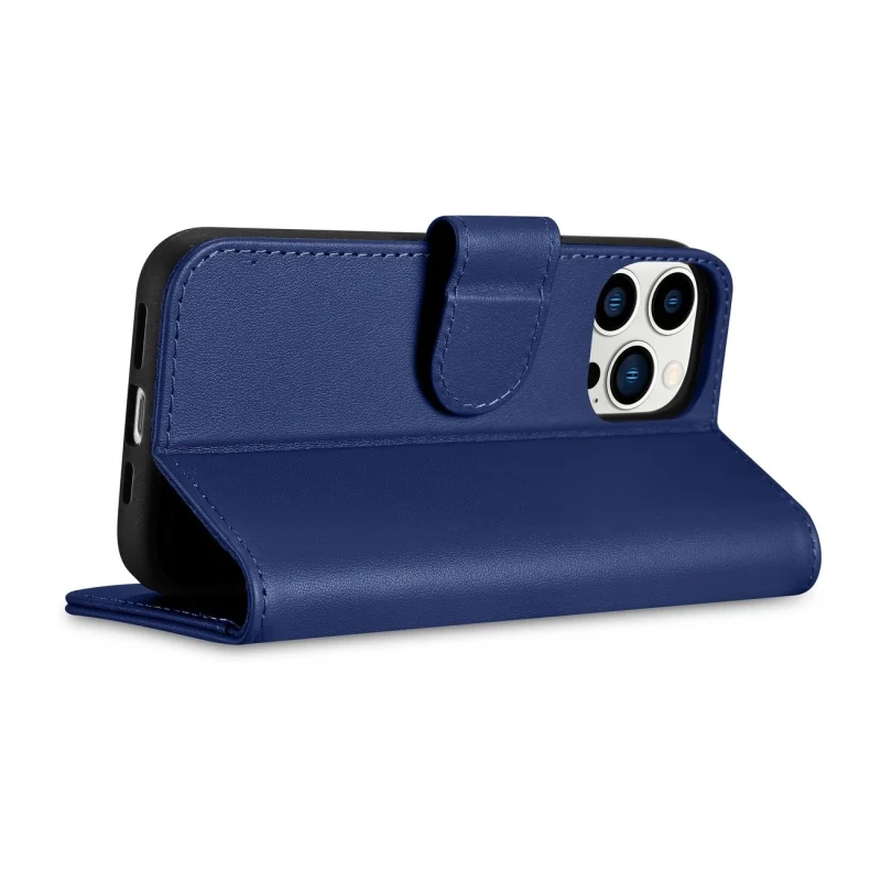 iCarer Wallet Case 2in1 etui iPhone 14 Pro Max skórzany pokrowiec z klapką Anti-RFID niebieski (WMI14220728-BU) - obrazek 8