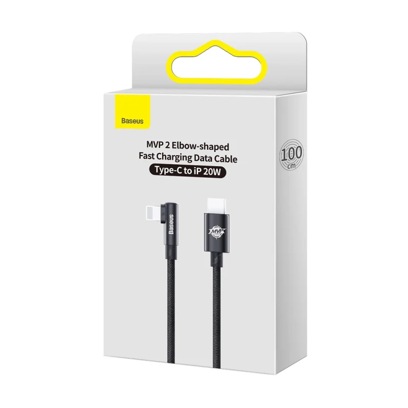 Kabel Baseus CAVP000201 kątowy Lightning - USB-C 20W 480Mb/s 1m - czarny - obrazek 5