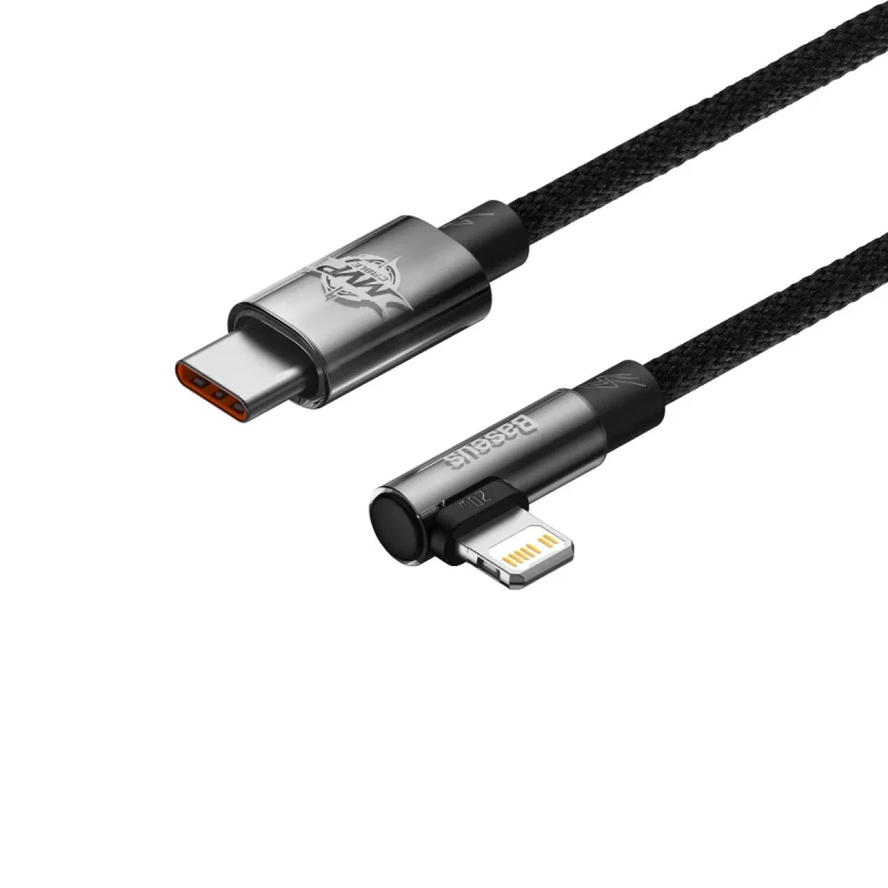 Kabel Baseus CAVP000201 kątowy Lightning - USB-C 20W 480Mb/s 1m - czarny - obrazek 3