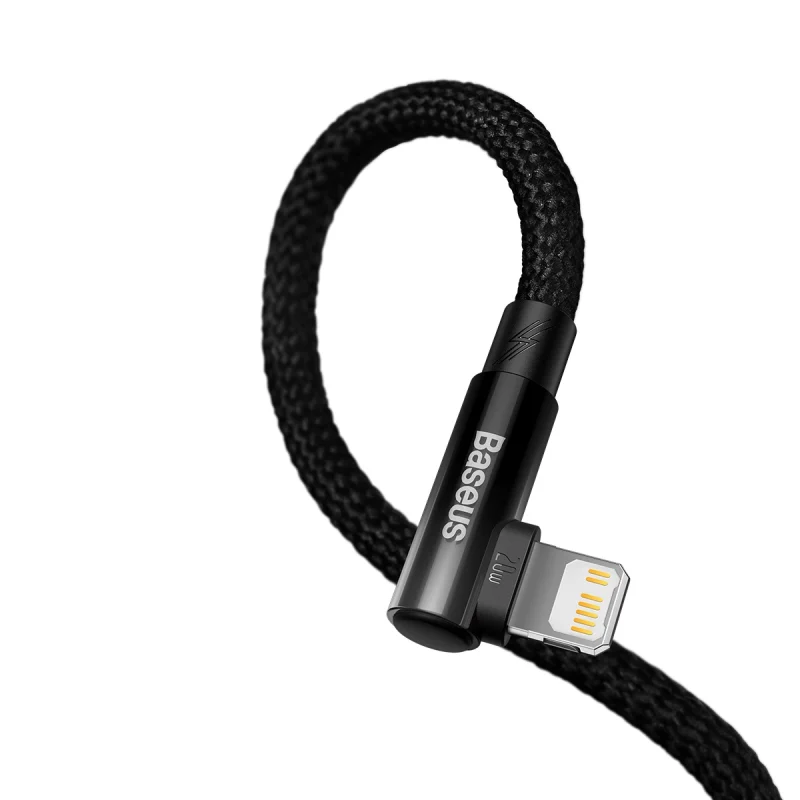 Kabel Baseus CAVP000201 kątowy Lightning - USB-C 20W 480Mb/s 1m - czarny - obrazek 4