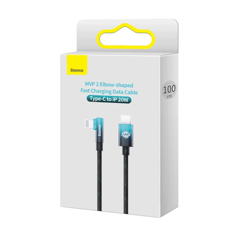 Kabel Baseus CAVP000221 kątowy Lightning - USB-C PD 20W 480Mb/s 1m - niebieski - obrazek 5