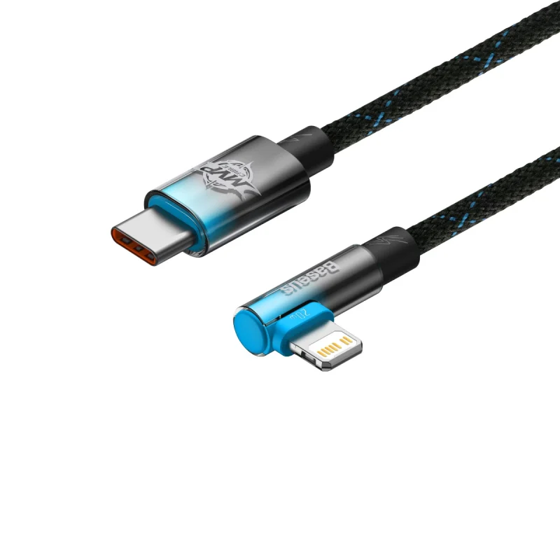 Kabel Baseus CAVP000221 kątowy Lightning - USB-C PD 20W 480Mb/s 1m - niebieski - obrazek 3