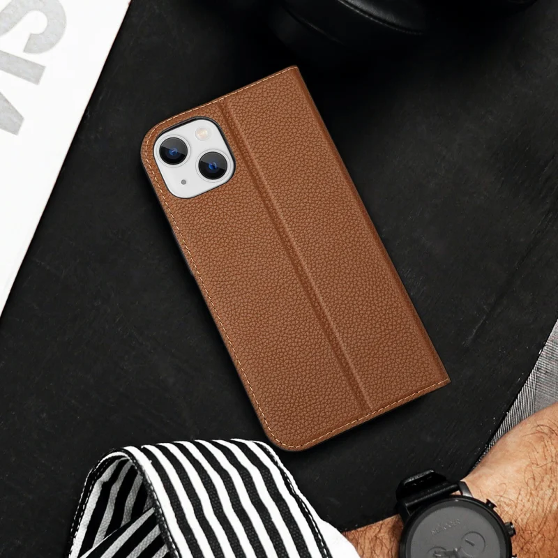 Dux Ducis Skin X2 etui do iPhone 14 pokrowiec z magnetyczną klapką brązowy - obrazek 11