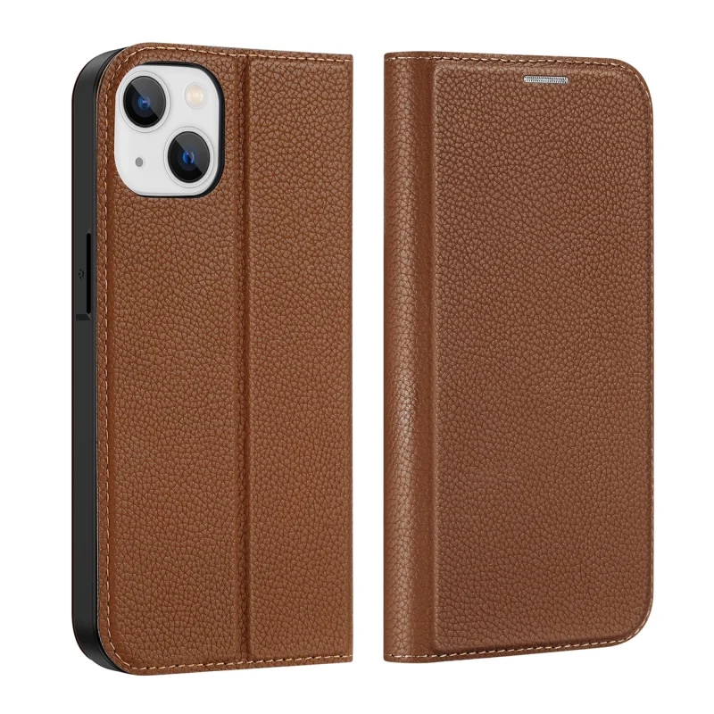 Dux Ducis Skin X2 etui do iPhone 14 pokrowiec z magnetyczną klapką brązowy - obrazek 2