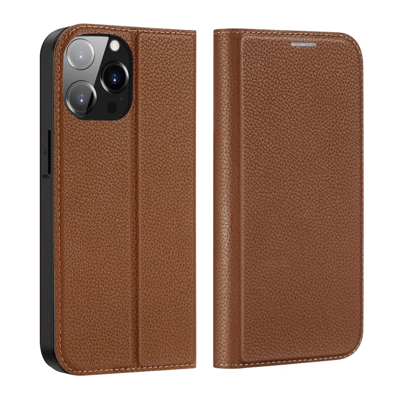 Dux Ducis Skin X2 etui do iPhone 14 Pro Max pokrowiec z magnetyczną klapką brązowy - obrazek 2