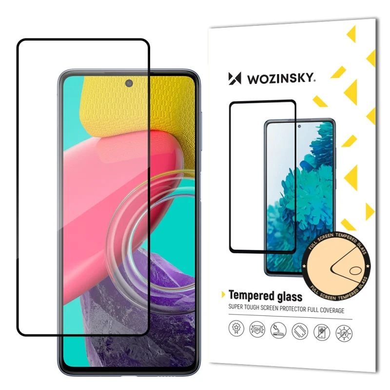 Wozinsky super wytrzymałe szkło hartowane Full Glue na cały ekran z ramką Case Friendly Samsung Galaxy M53 5G czarny