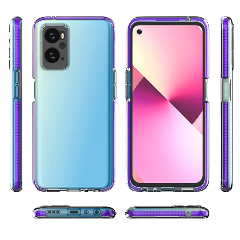 Spring Case etui Realme 9i, Oppo A36 / A76 / A96 silikonowy pokrowiec z ramką czarne - obrazek 2