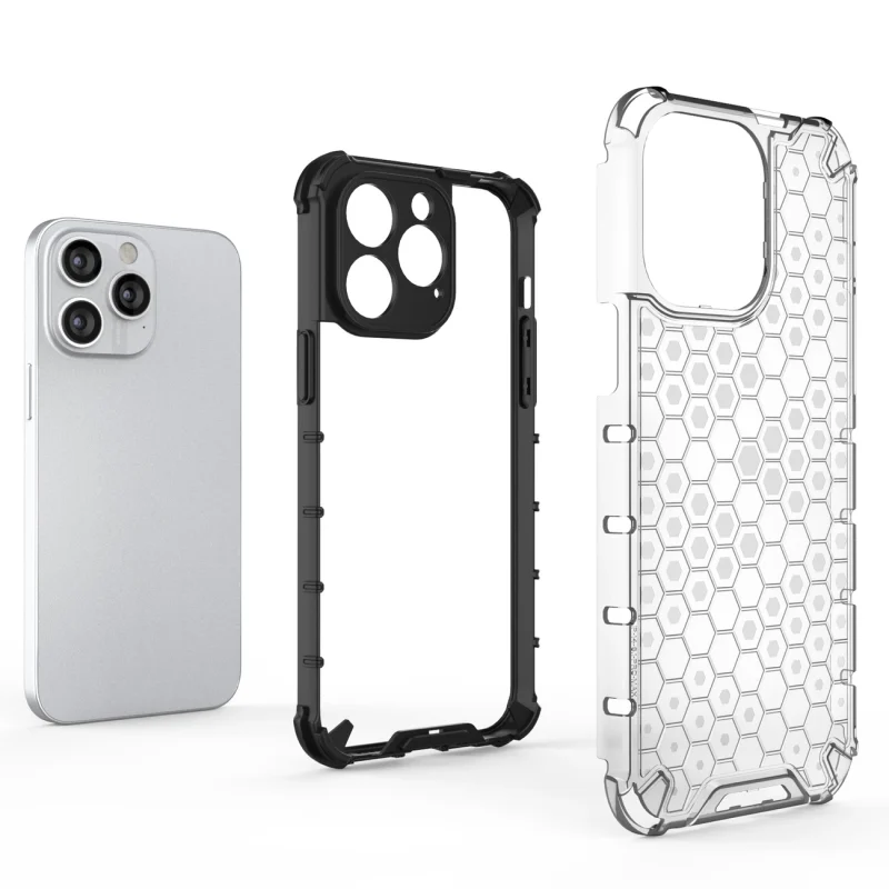 Honeycomb etui iPhone 14 Pro pancerny hybrydowy pokrowiec czarne - obrazek 3