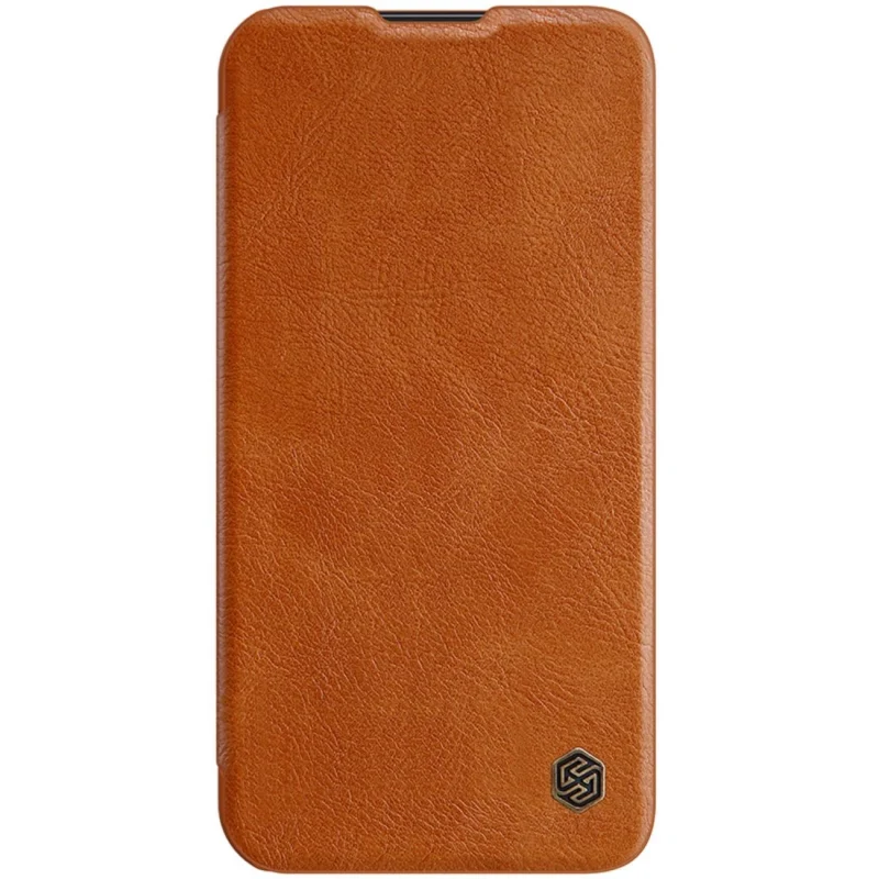 Nillkin Qin Leather Pro Case etui iPhone 14 osłona na aparat kabura pokrowiec obudowa z klapką brązowy - obrazek 2