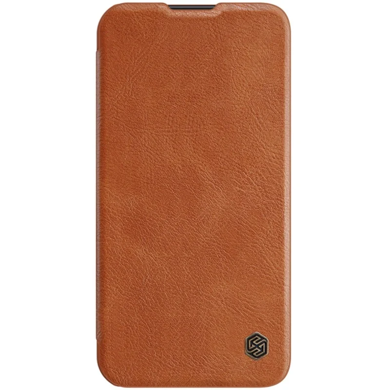 Nillkin Qin Leather Pro Case etui iPhone 14 Pro osłona na aparat kabura pokrowiec obudowa z klapką brązowy - obrazek 7