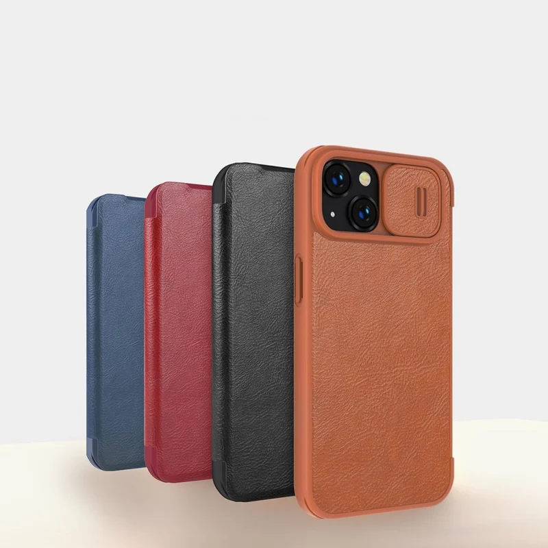 Nillkin Qin Leather Pro Case etui iPhone 14 Plus osłona na aparat kabura pokrowiec obudowa z klapką brązowy - obrazek 8