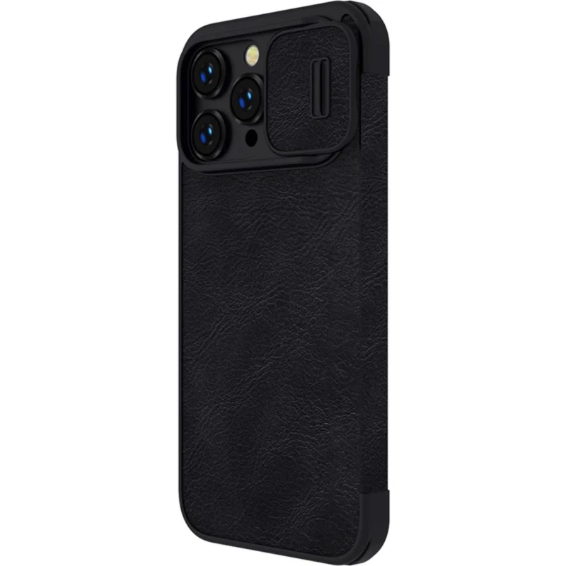 Nillkin Qin Leather Pro Case etui iPhone 14 Pro Max osłona na aparat kabura pokrowiec obudowa z klapką czarny - obrazek 3