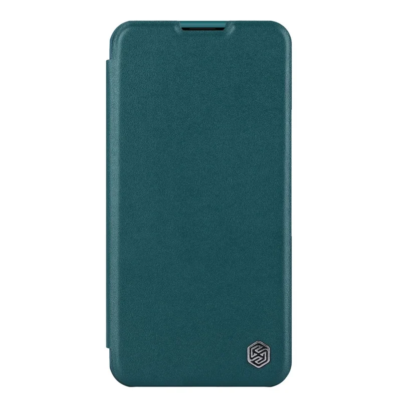 Nillkin Qin Leather Pro Case etui iPhone 14 Plus osłona na aparat kabura pokrowiec obudowa z klapką zielony - obrazek 2