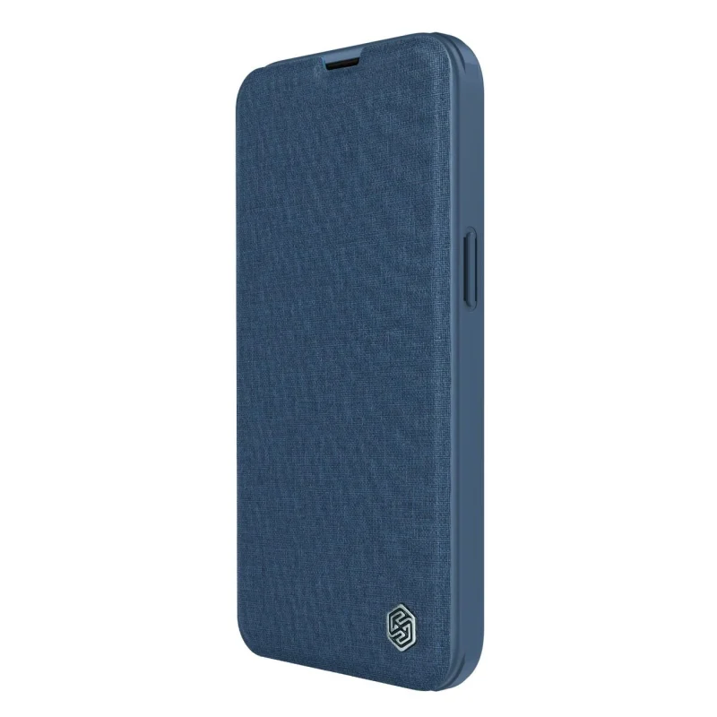 Nillkin Qin Cloth Pro Case etui do iPhone 14 osłona na aparat kabura pokrowiec obudowa z klapką niebieski - obrazek 2