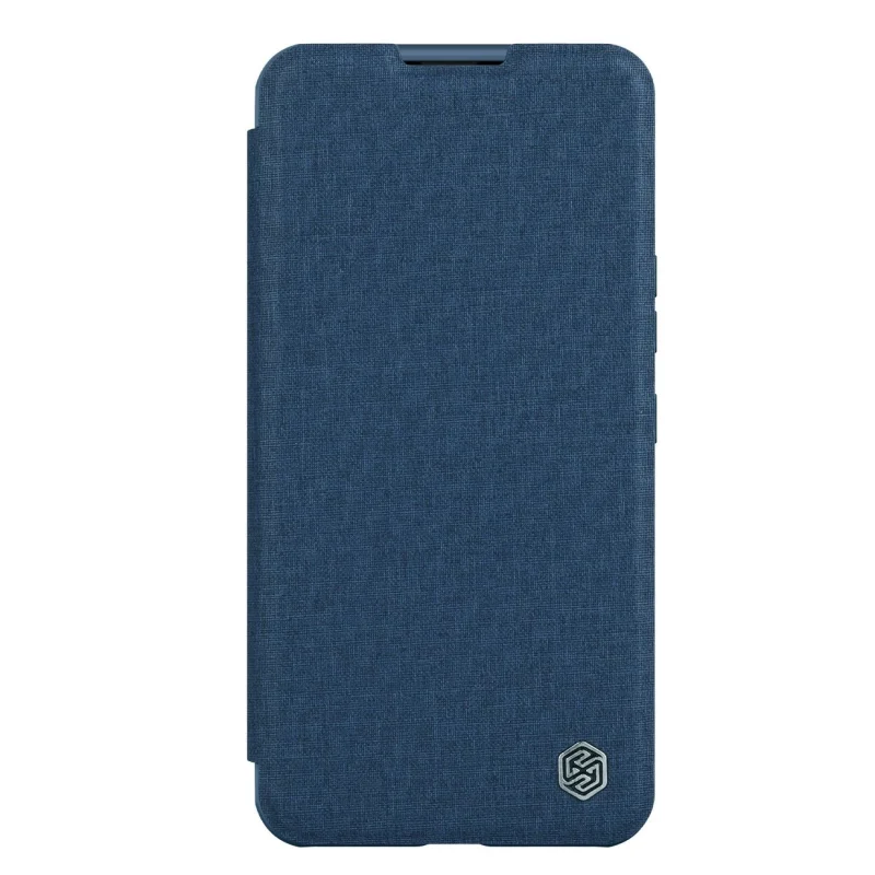 Nillkin Qin Cloth Pro Case etui do iPhone 14 osłona na aparat kabura pokrowiec obudowa z klapką niebieski - obrazek 8