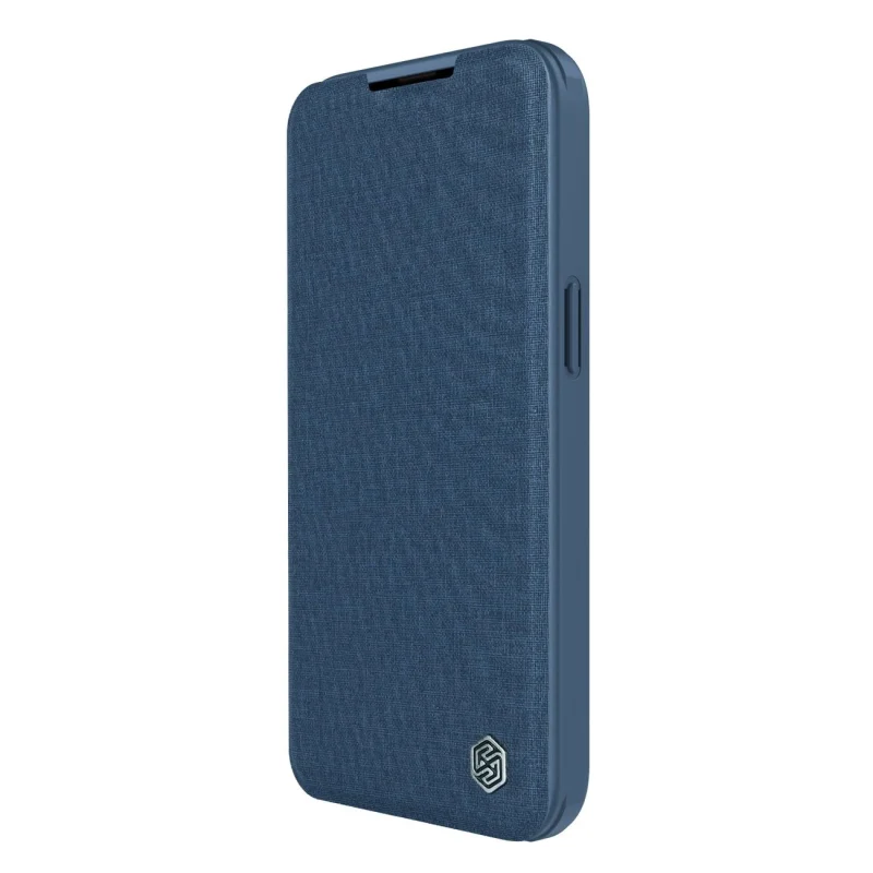 Nillkin Qin Cloth Pro Case etui do iPhone 14 Pro osłona na aparat kabura pokrowiec obudowa z klapką niebieski - obrazek 2