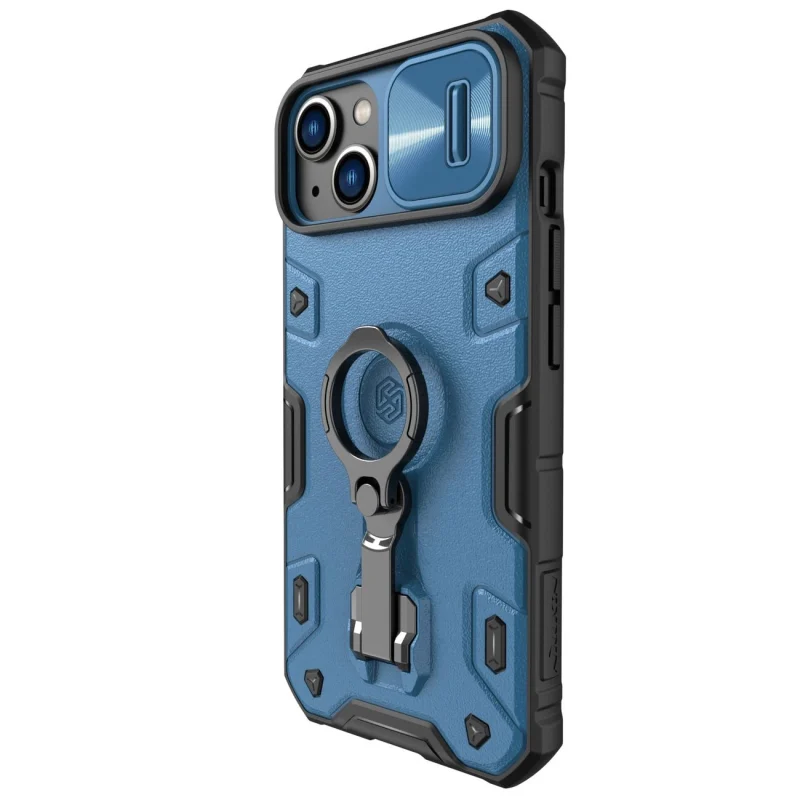 Nillkin CamShield Armor Pro Case etui iPhone 14 pancerny pokrowiec z osłoną na aparat ring podstawka niebieskie - obrazek 2