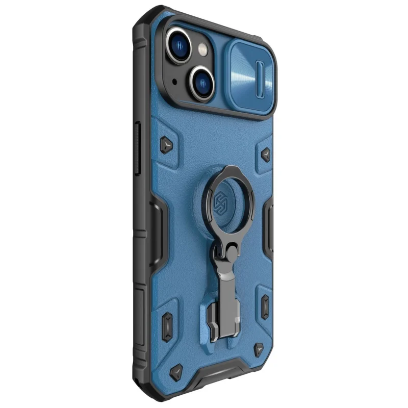 Nillkin CamShield Armor Pro Case etui iPhone 14 pancerny pokrowiec z osłoną na aparat ring podstawka niebieskie - obrazek 3