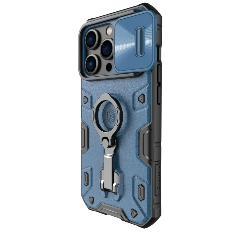 Nillkin CamShield Armor Pro Magnetic Case etui iPhone 14 Pro magnetyczny pokrowiec MagSafe z osłoną na aparat niebieskie - obrazek 2