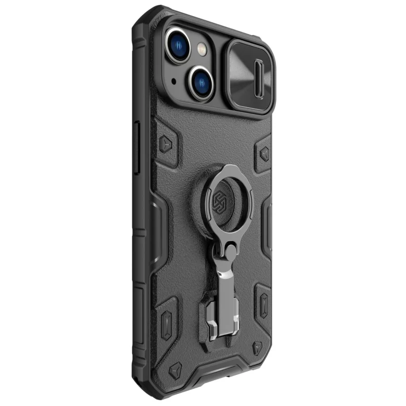 Nillkin CamShield Armor Pro Magnetic Case etui iPhone 14 Plus MagSafe pancerny pokrowiec podstawka ring czarny - obrazek 3