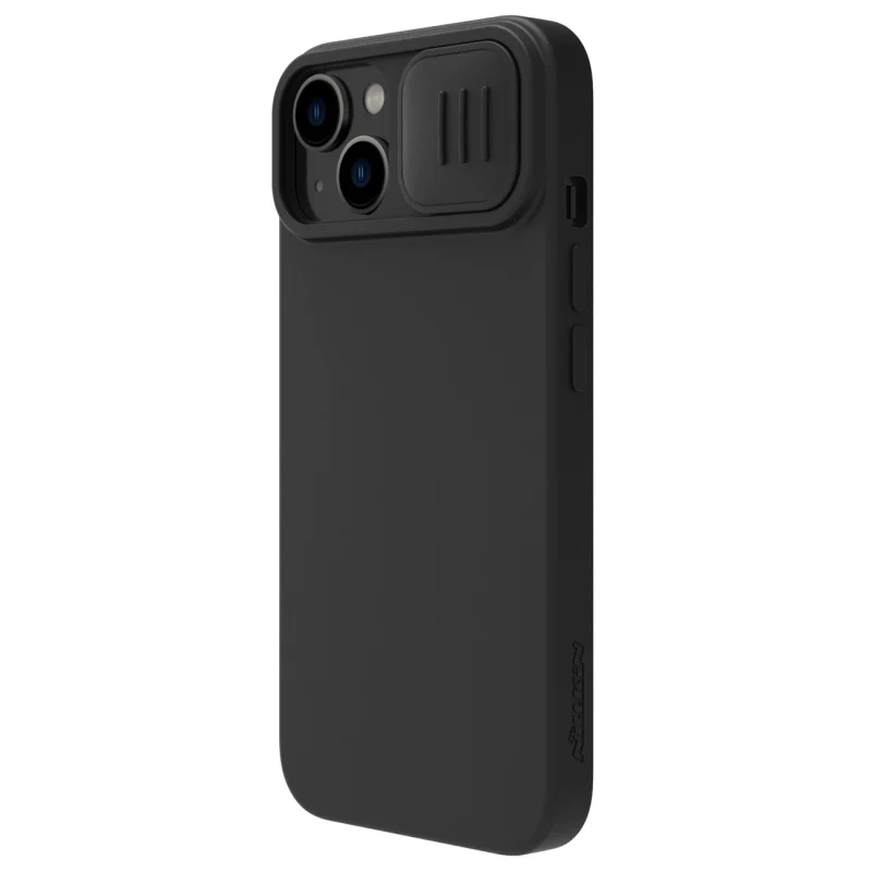 Nillkin CamShield Silky Silicone Case etui iPhone 14 pokrowiec z osłoną na aparat czarny - obrazek 3