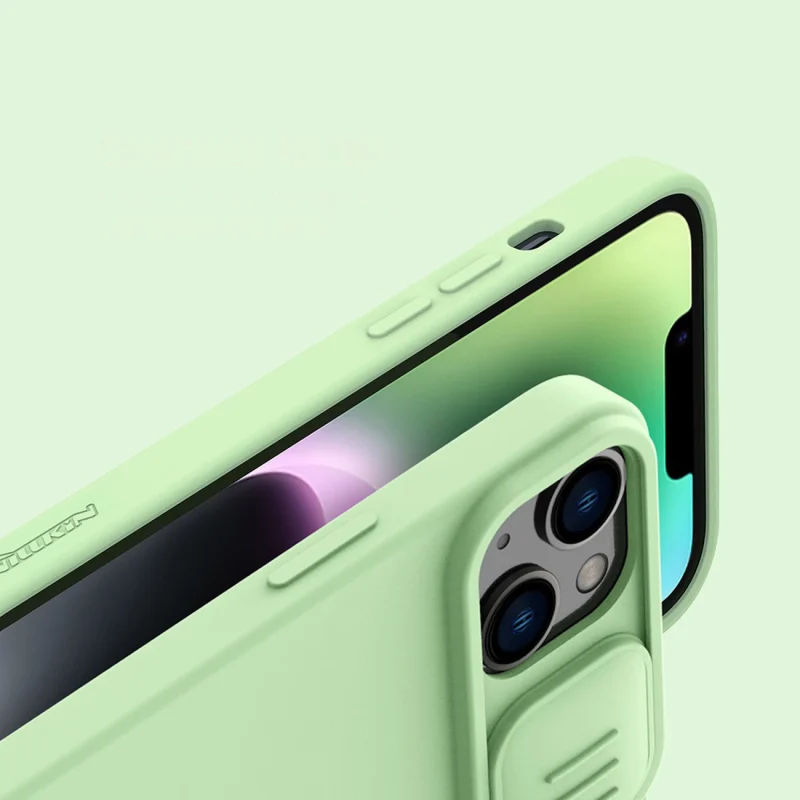 Nillkin CamShield Silky Silicone Case etui iPhone 14 pokrowiec z osłoną na aparat zielony - obrazek 14